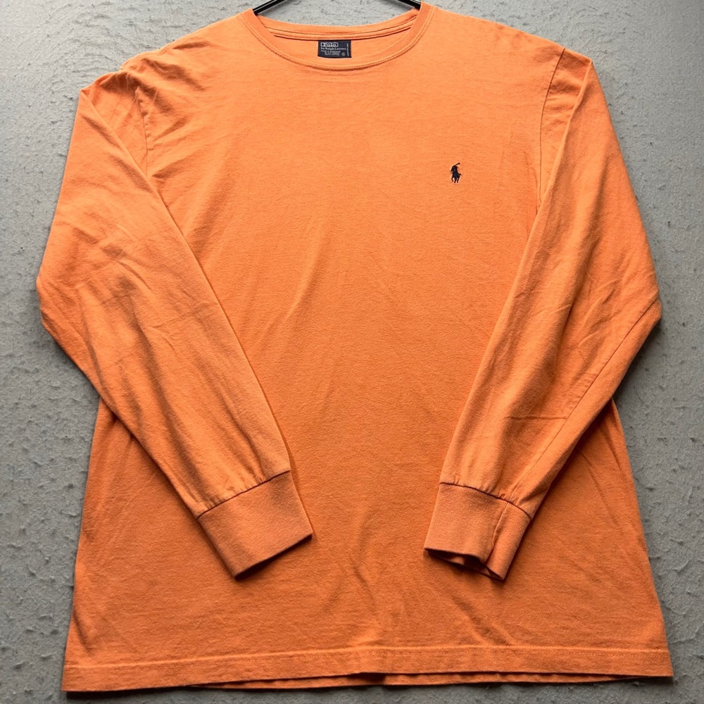 Polo Ralph Lauren Mens Small Orange Long Sleeve T-Shirt Embroidered Pony Logo S